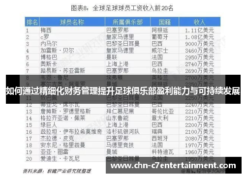 如何通过精细化财务管理提升足球俱乐部盈利能力与可持续发展